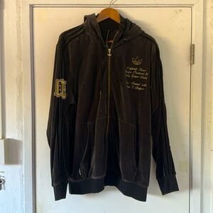 Adidas Velour Black Zip Jacket Track Suit Sweatshirt Xl | Color: Black